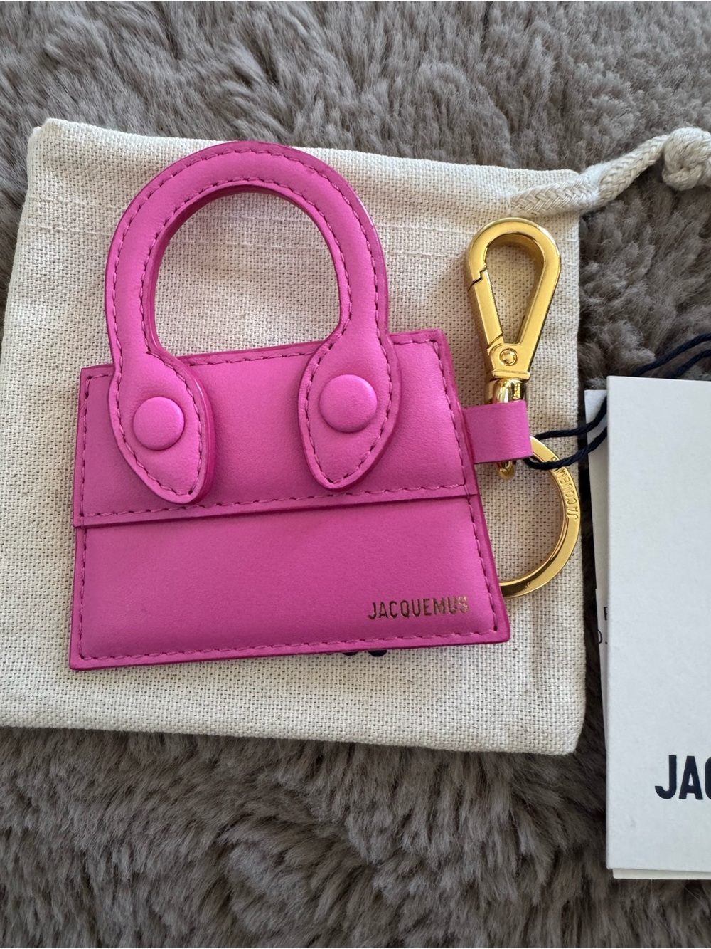 Jacquemus Pink Mini Le Chiquito Bag Keychain Charm New Authentic